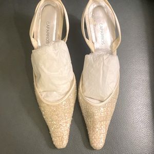 Caparoos cream Sequined wedding shoes